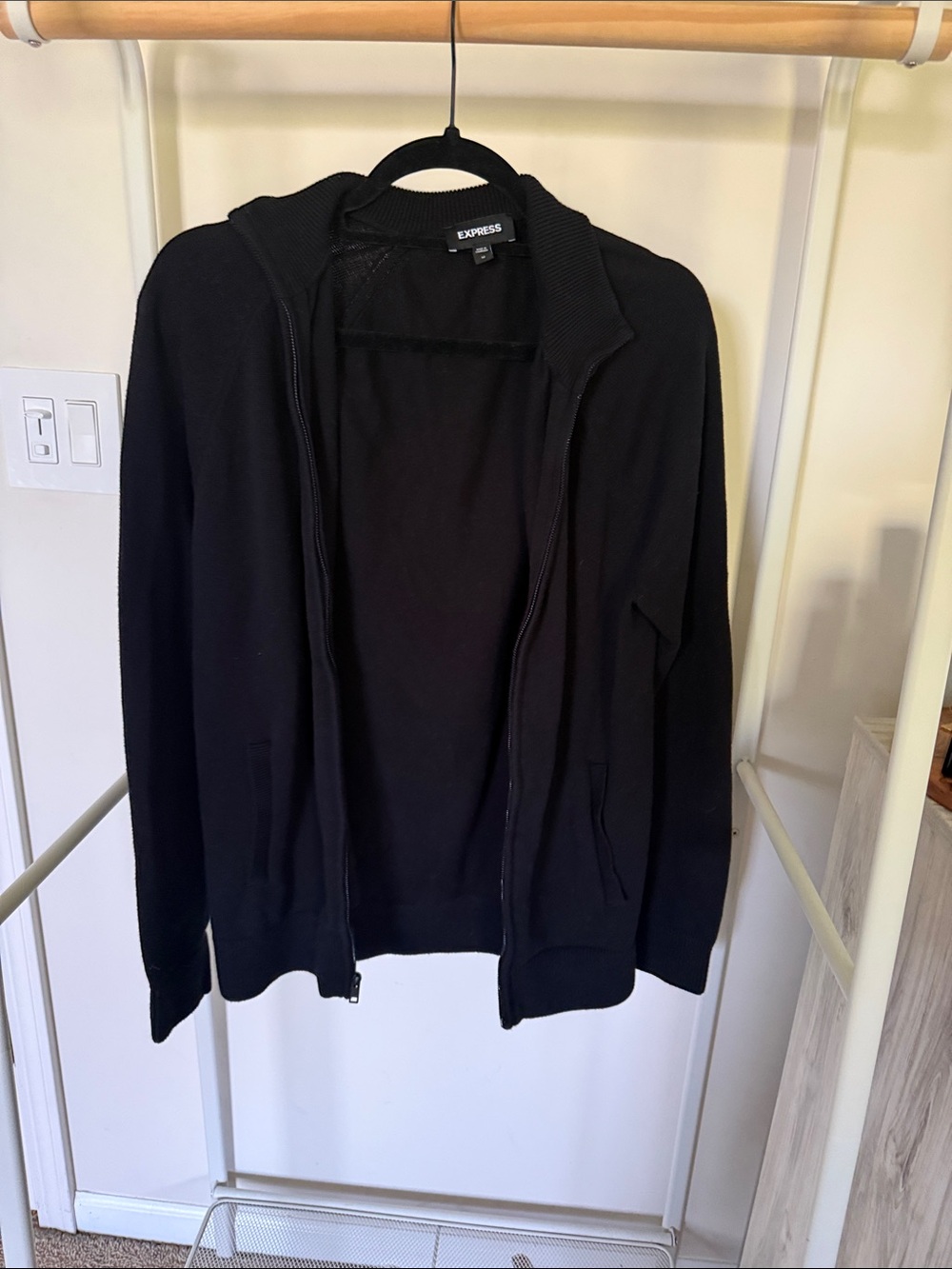 Express Black Full-Zip Hooded Sweater